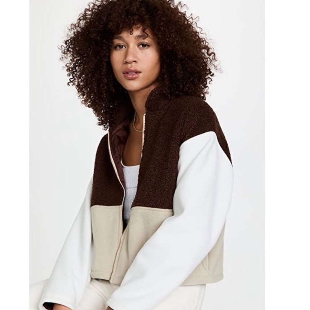 Donni Brown and White Colorblock Jacket